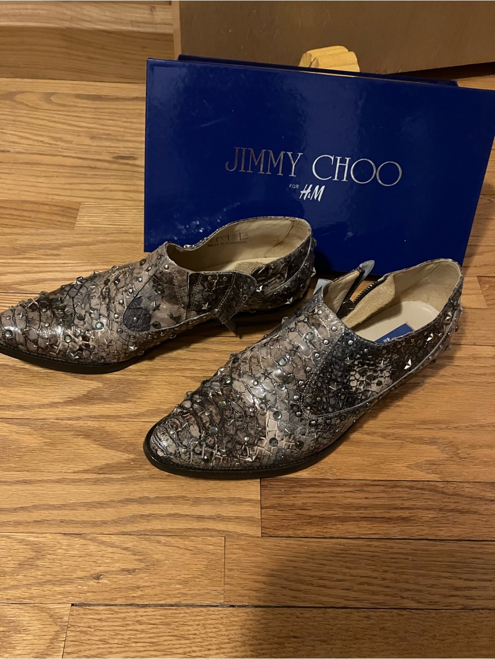 Jimmy Choo Metallic Studded Ankle Booties in Gray and Black